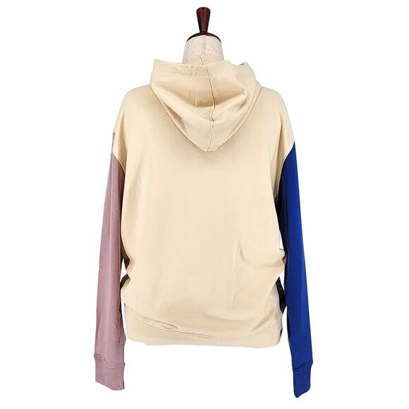 GOODEE x Kotn Women Ivory Colorblock Cotton Oversized Kangaroo Hoodie Size L - Picture 5 of 8